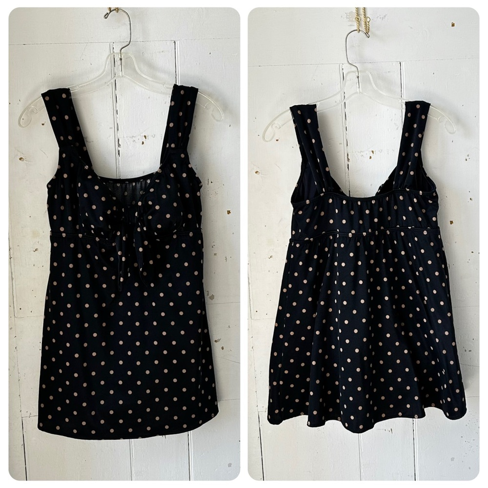 Longitude Polka Dot One Piece Tank Top Overlay Swimsuit